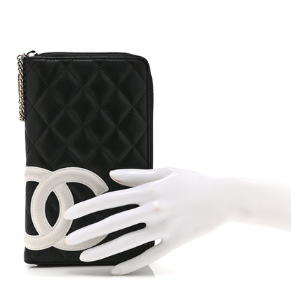 Chanel Calfskin Cambon Zip Around Organizer Wallet Black White 2 of 14