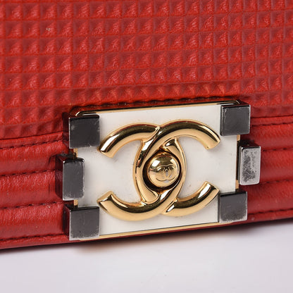 Chanel Lambskin Square Quilted Large Boy Cube Flap Red 17 of 22