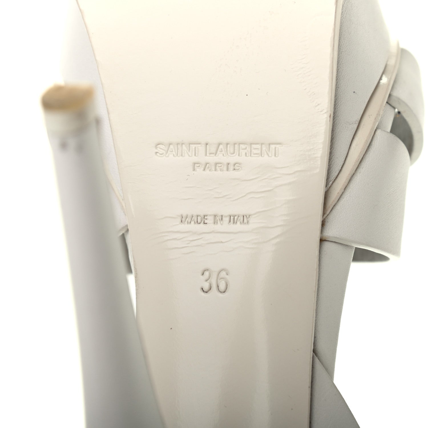 Saint Laurent Calfskin Tribute 105 Platform Sandals 36 Porcellana 6 of 8