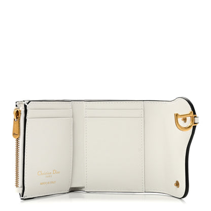 Christian Dior Calfskin Newspaper Print Saddle Lotus Wallet White Black 5 of 8