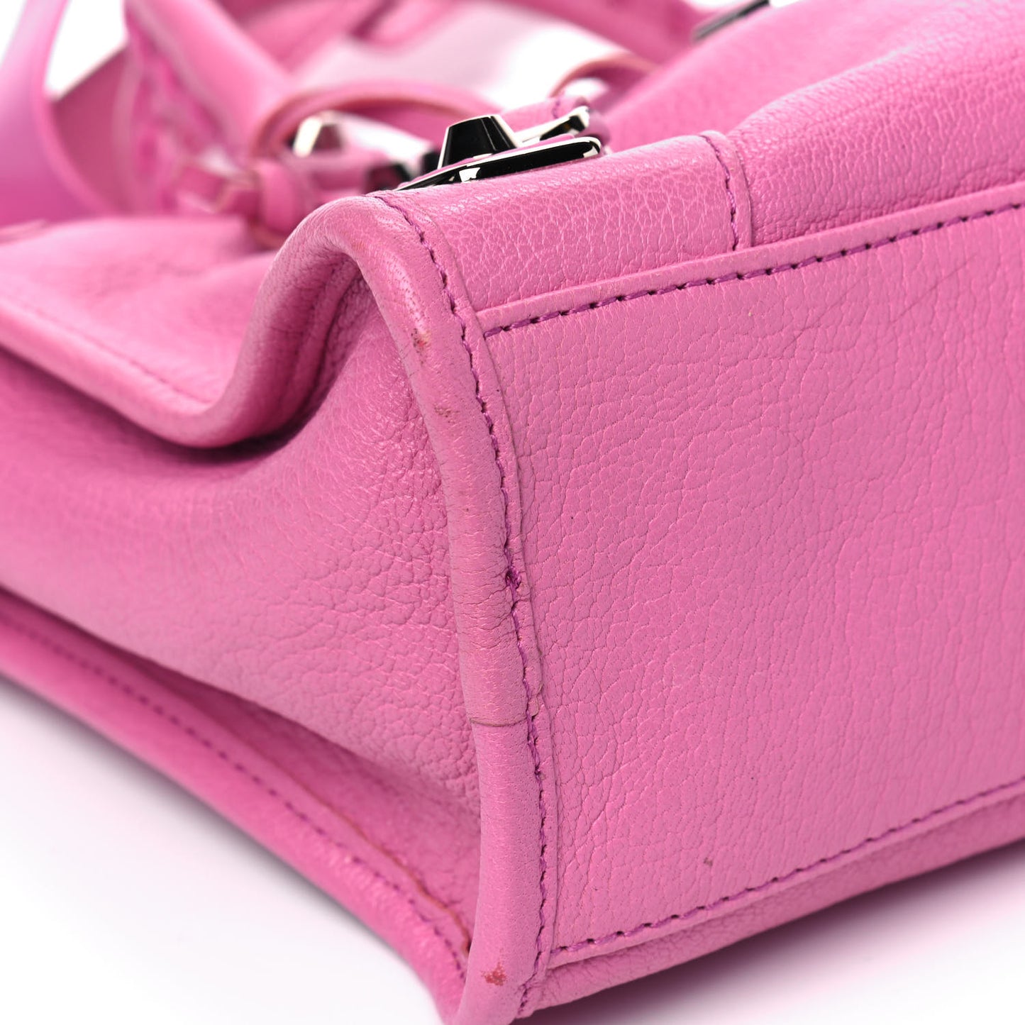 Chevre Silver Metallic Edge Hardware S City Pink