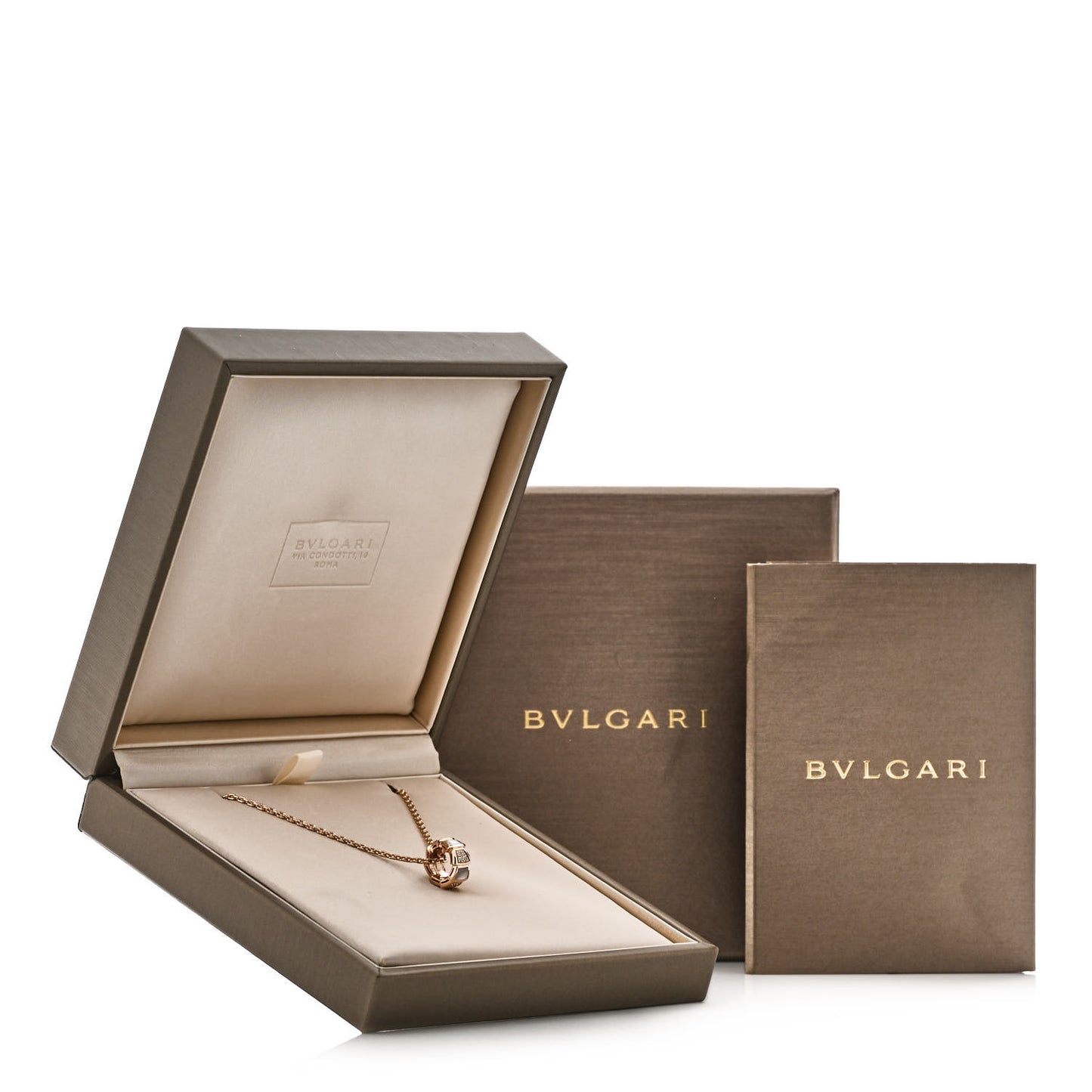 18K Rose Gold Diamond Mother of Pearl Serpenti Viper Pendant Necklace