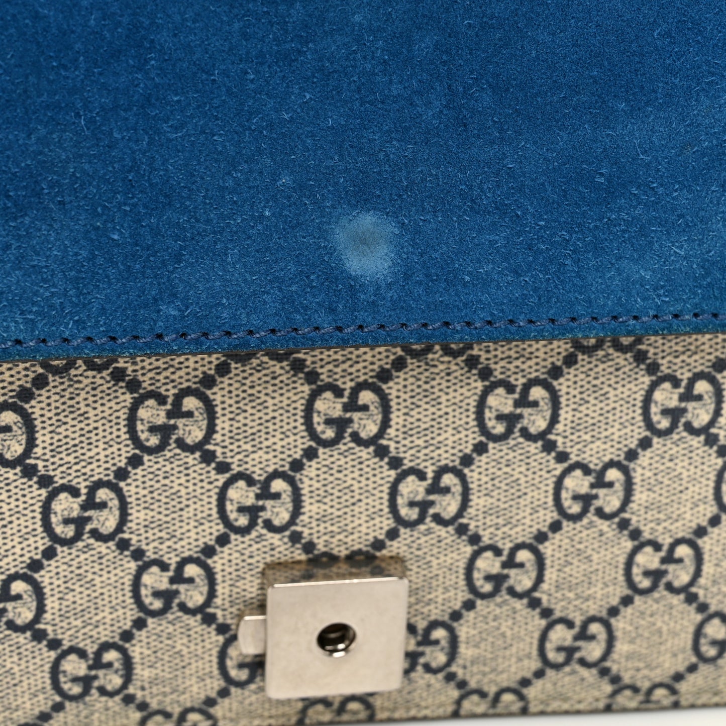 GG Supreme Monogram Blooms Small Dionysus Shoulder Bag Beige Navy Vintage Blue