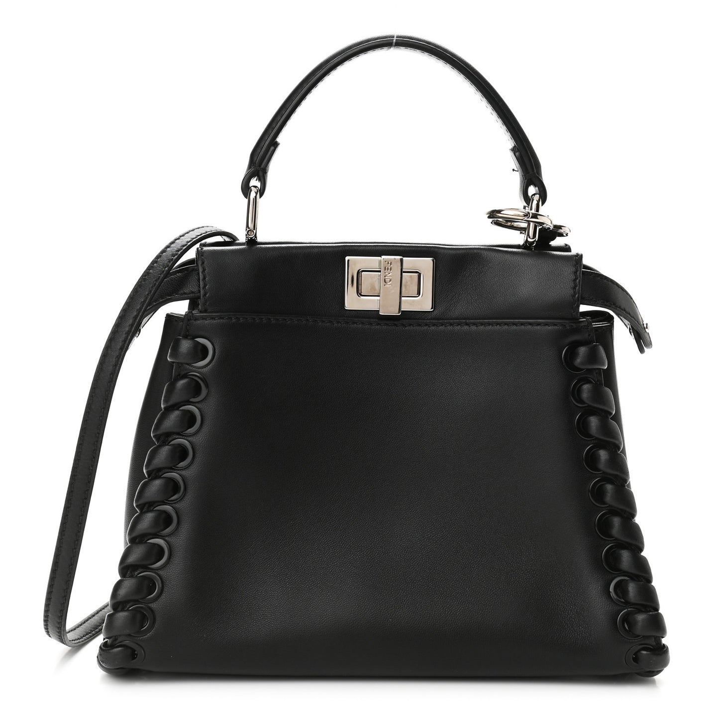 Nappa Lace Up Mini Peekaboo Iconic Satchel Black