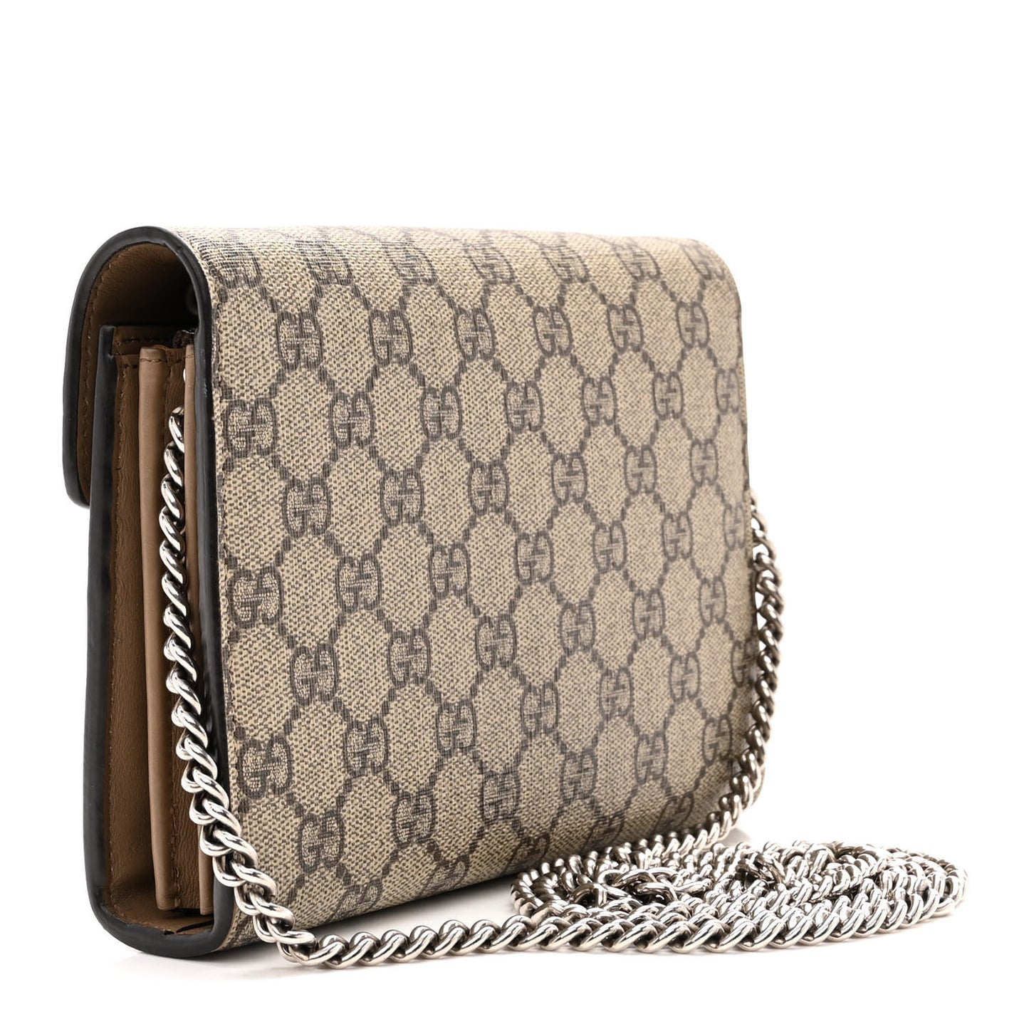 GG Supreme Monogram Mini Dionysus Chain Wallet Beige Taupe