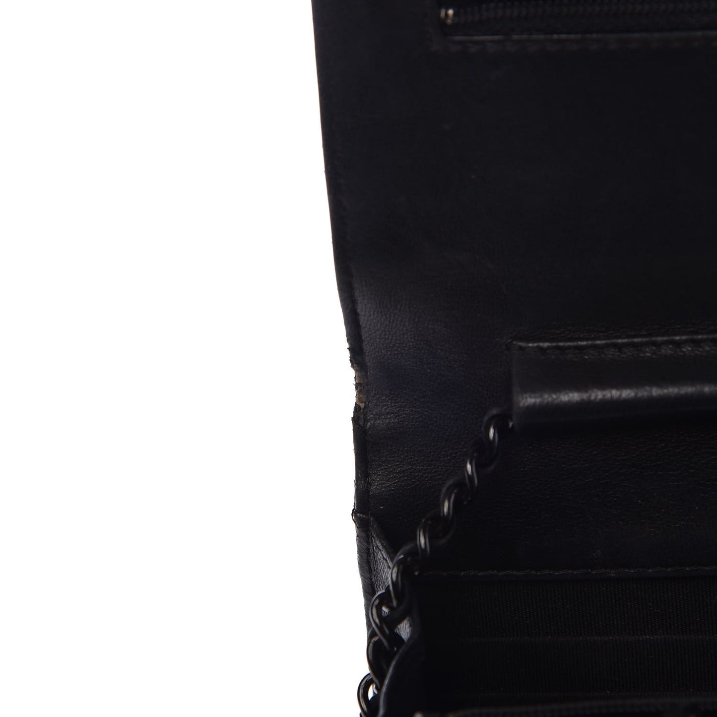 Lambskin Chevron Quilted Wallet On Chain WOC So Black
