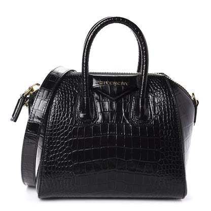Givenchy Calfskin Crocodile Embossed Mini Antigona Black 1 of 10