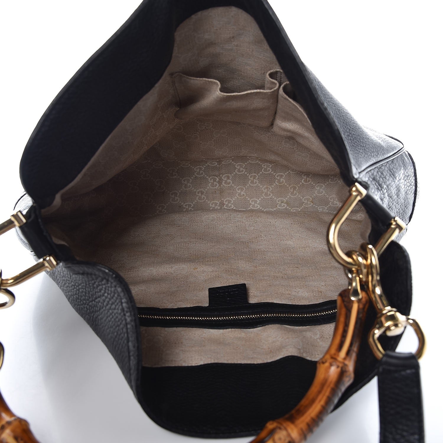 Gucci Pebbled Calfskin Medium Diana Bamboo Shoulder Bag Black 6 of 12