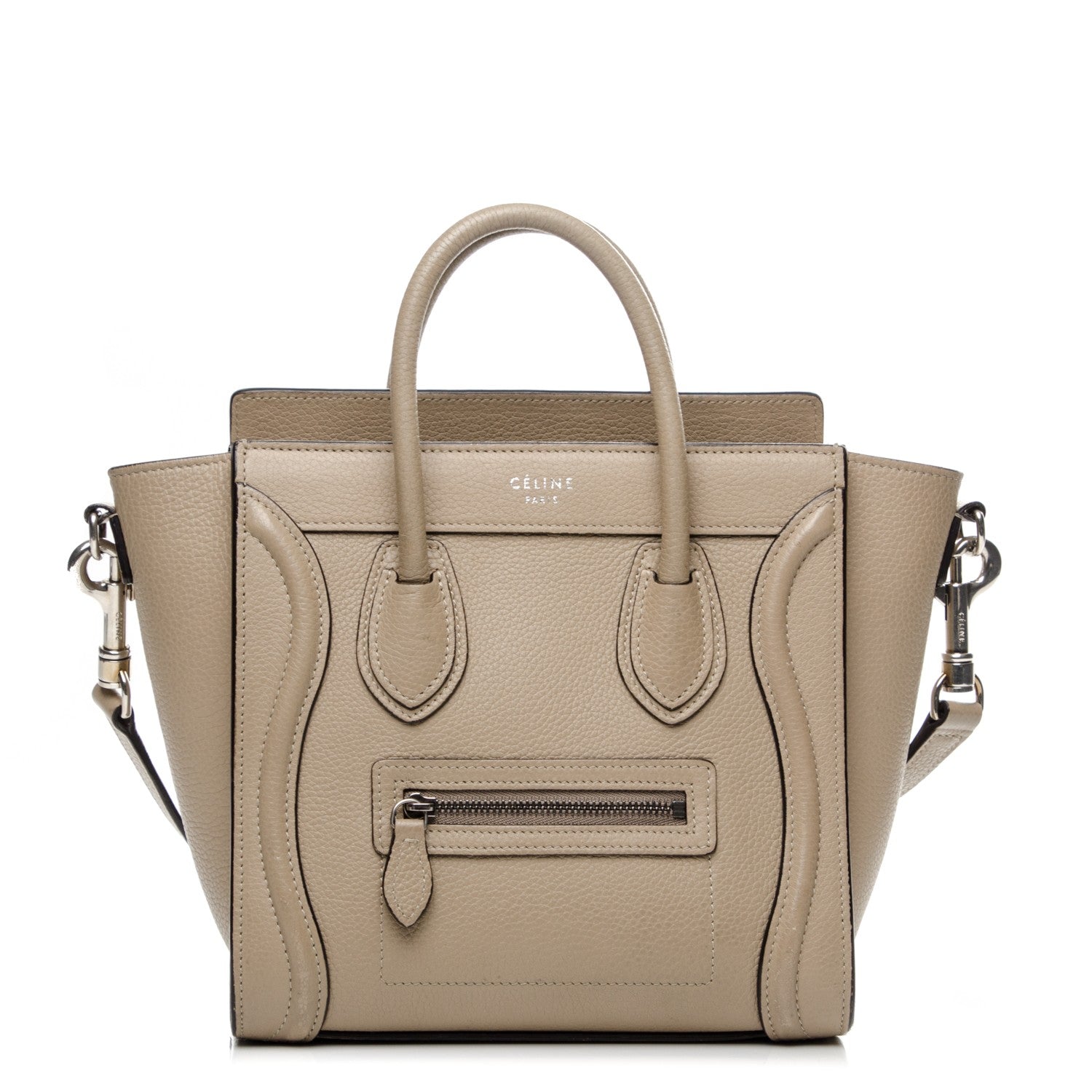 Celine Drummed Calfskin Nano Luggage Dune 1 of 8