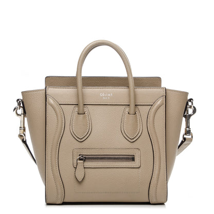 Celine Drummed Calfskin Nano Luggage Dune 1 of 8