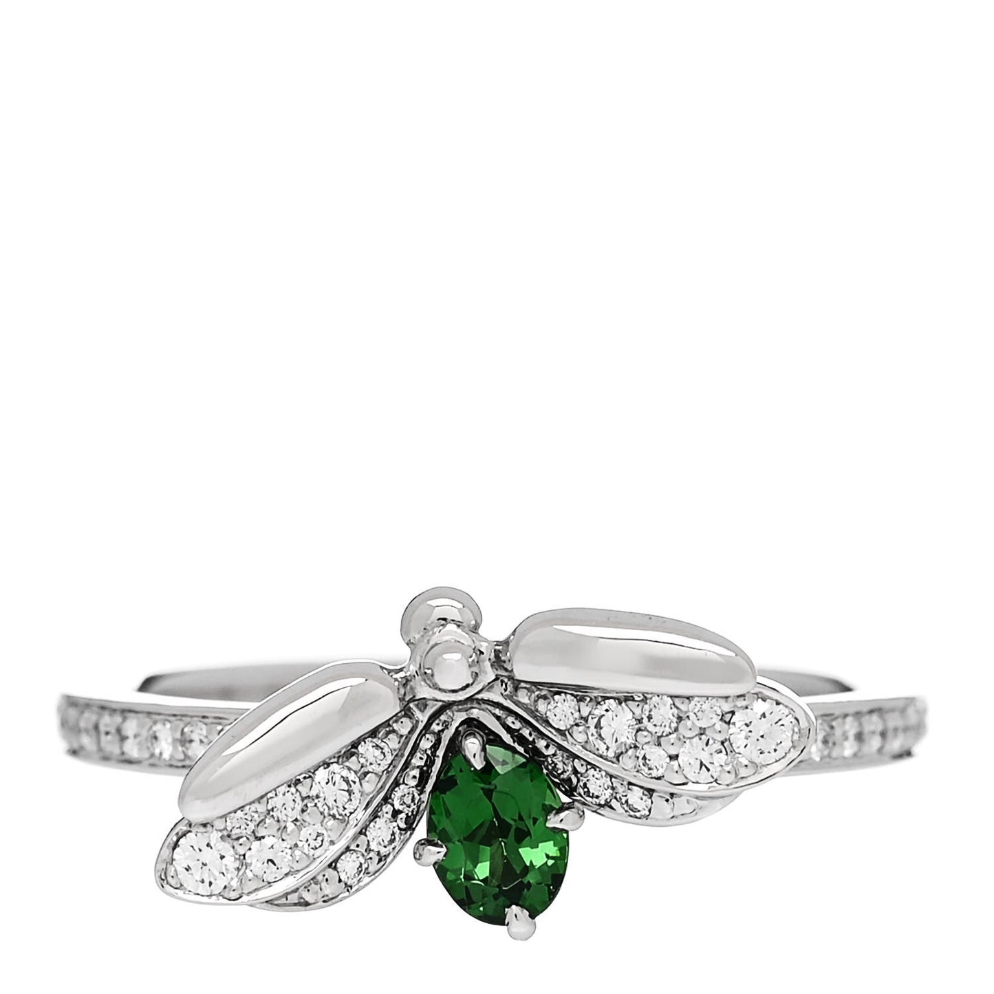 Platinum Diamond Tsavorite Paper Flowers Firefly Ring 52 6