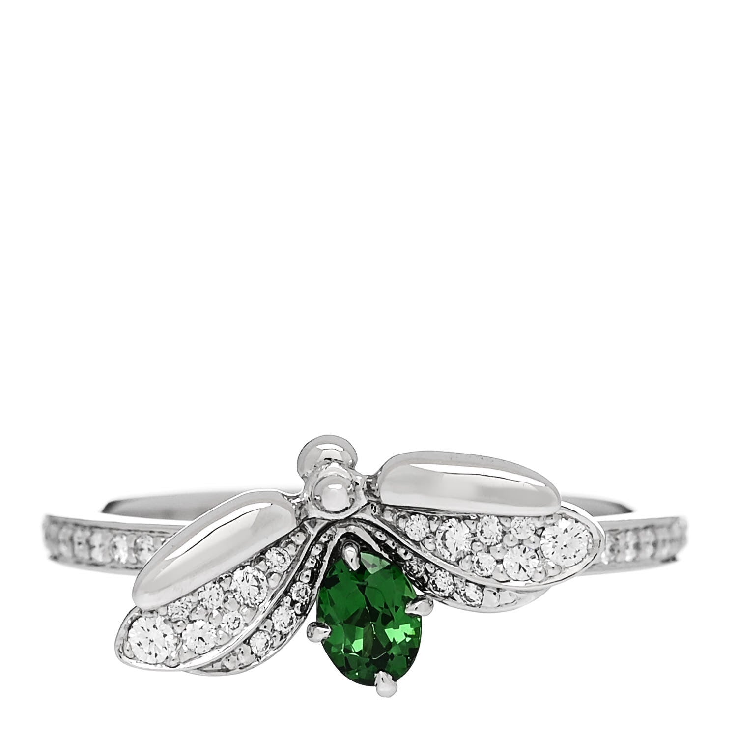 Tiffany Platinum Diamond Tsavorite Paper Flowers Firefly Ring 52 6 1 of 6
