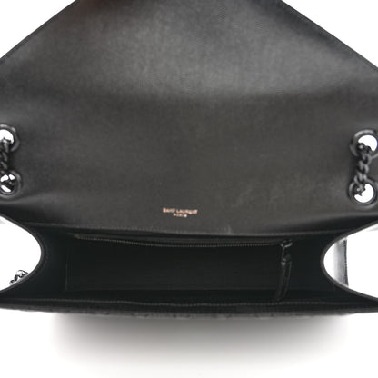 Saint Laurent Grain De Poudre Textured Mixed Matelasse Large Triquilt Monogram Monochrome Satchel Black 5 of 10