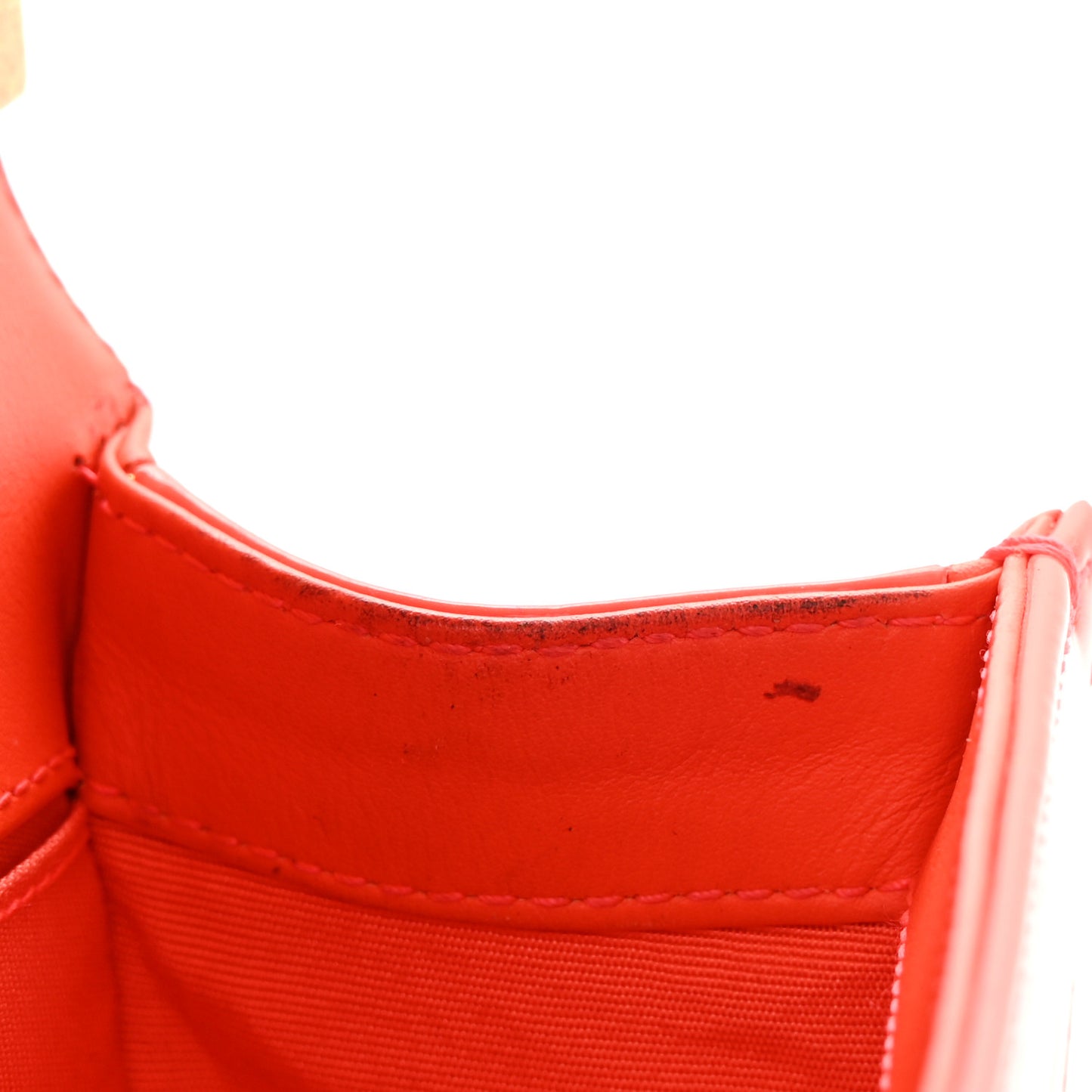 Patent Calfskin Quilted Small Boy Flap Orange