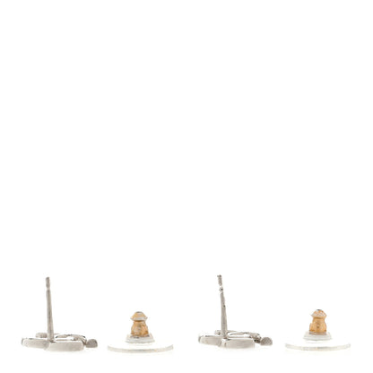 Chanel Crystal CC Earrings Silver Pink Purple 3 of 5