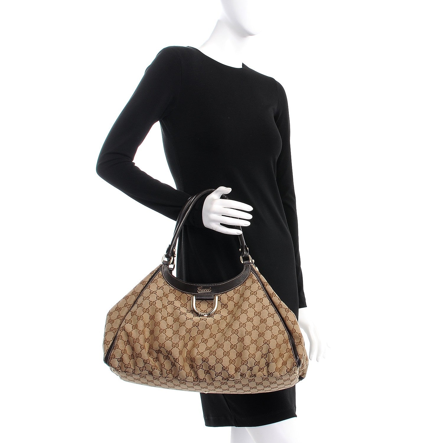 Gucci Monogram Large D Gold Hobo Dark Brown 2 of 11