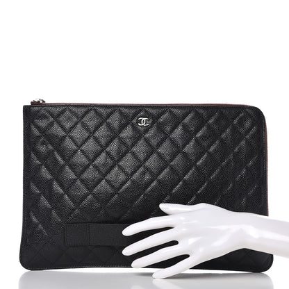 Chanel Caviar Quilted Large Slide Pouch Black 2 of 7