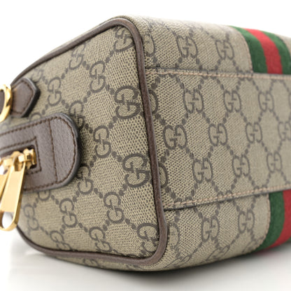 Gucci GG Supreme Monogram Textured Dollar Calfskin Web Mini Ophidia Top Handle Bag Beige Ebony New Acero 10 of 12