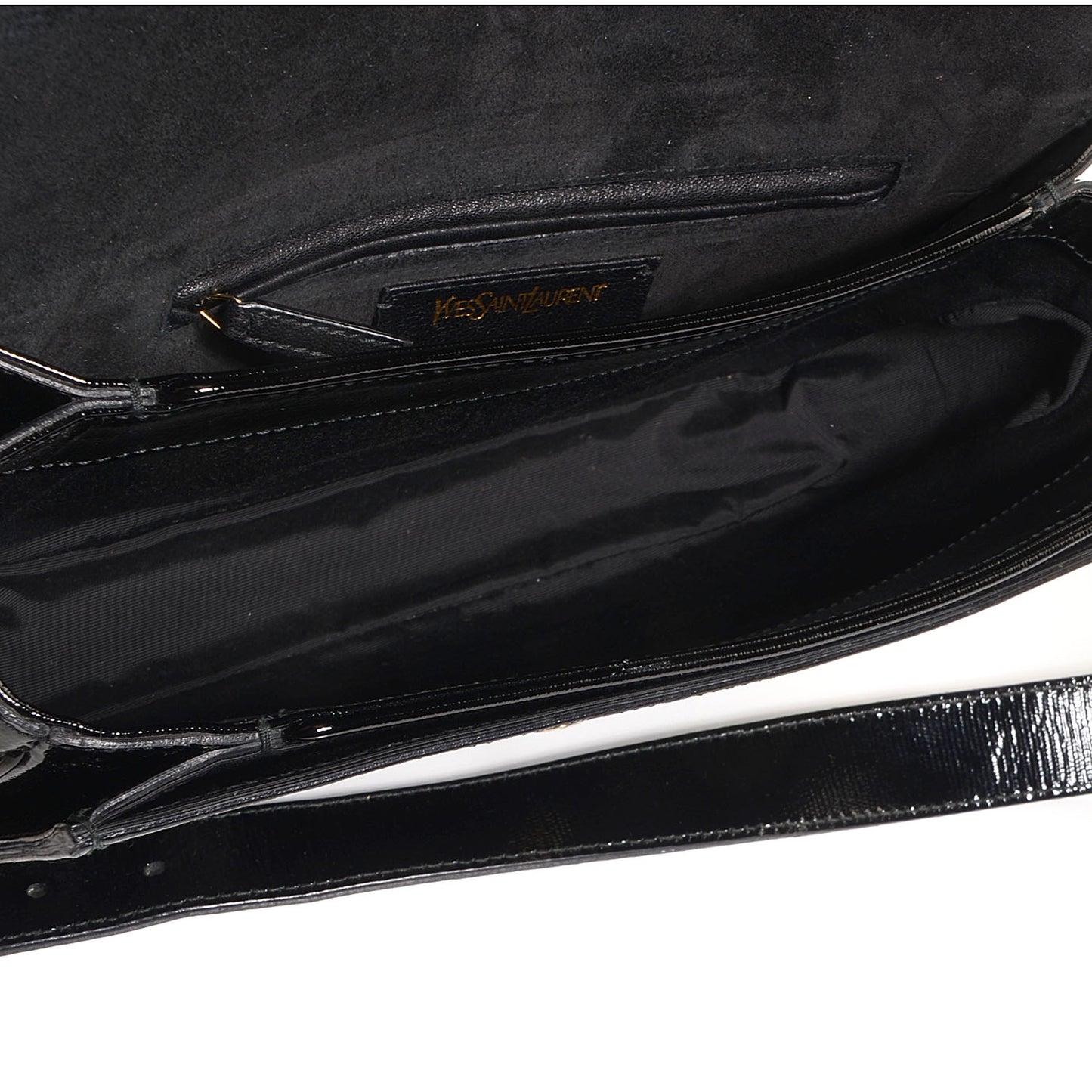 Textured Patent Large ChYc Flap Bag Black