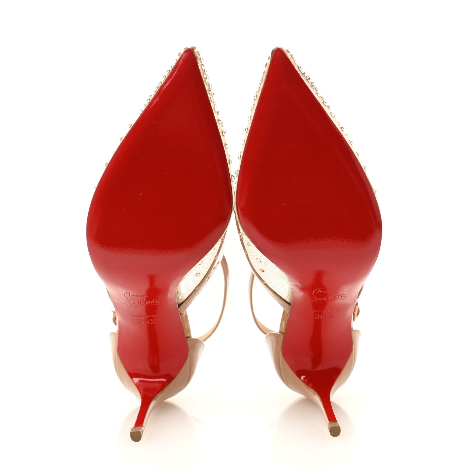 Christian Louboutin Rete Dentelle Patent Strass Twistissima 85 Pumps 36.5 Light Silk 6 of 10