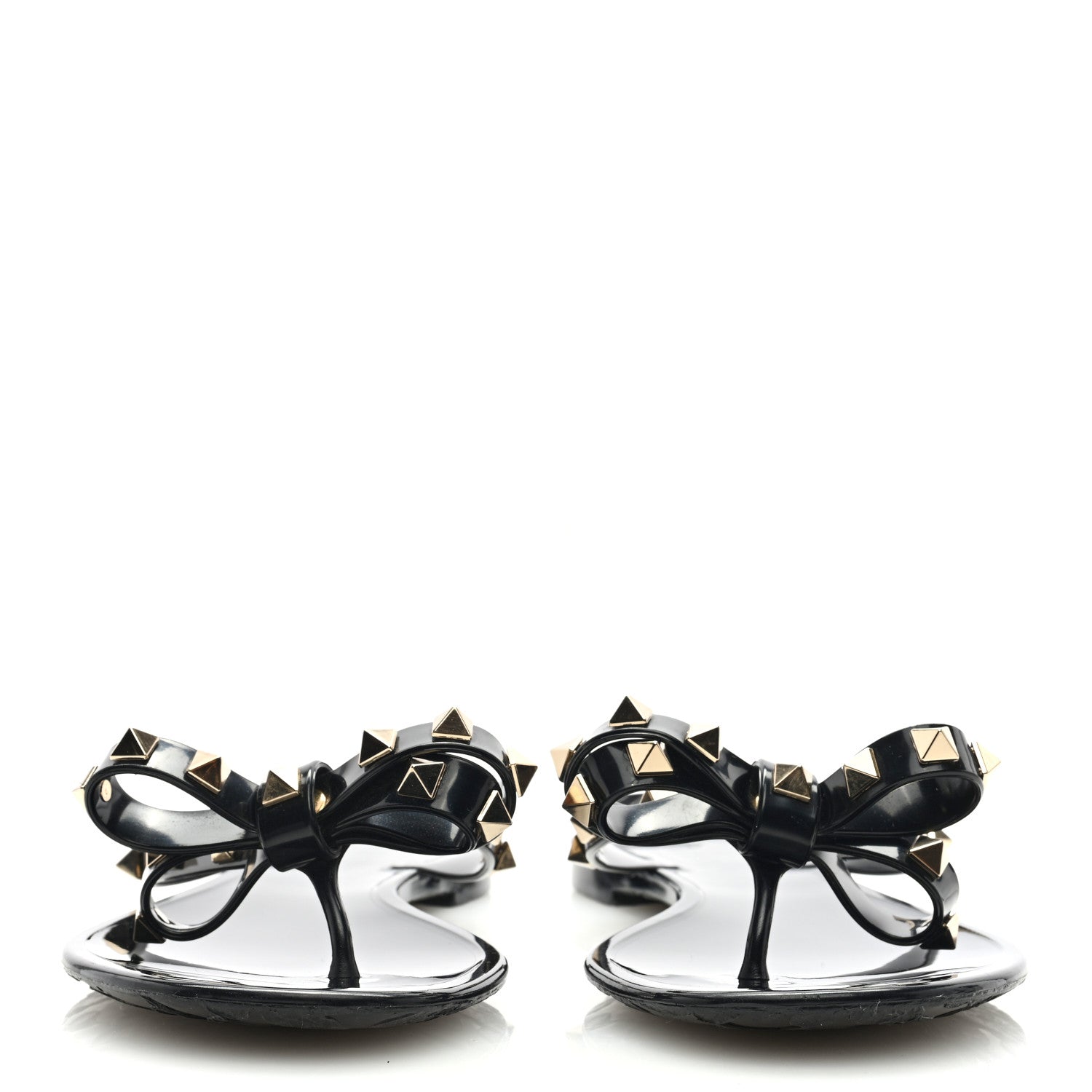Valentino Garavani PVC Jelly Rockstud Bow Thong Sandals 37 Black 3 of 7