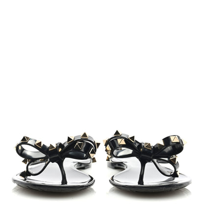 Valentino Garavani PVC Jelly Rockstud Bow Thong Sandals 37 Black 3 of 7
