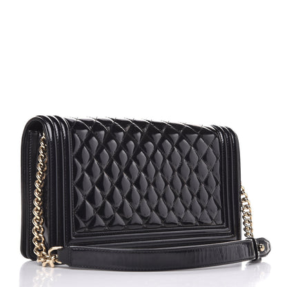 Chanel Patent Calfskin Quilted Boy Clutch With Removable Chain Black 3 of 7