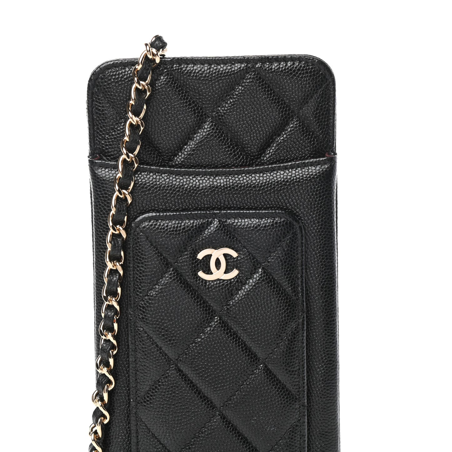 Caviar Quilted Zip Phone Case Black