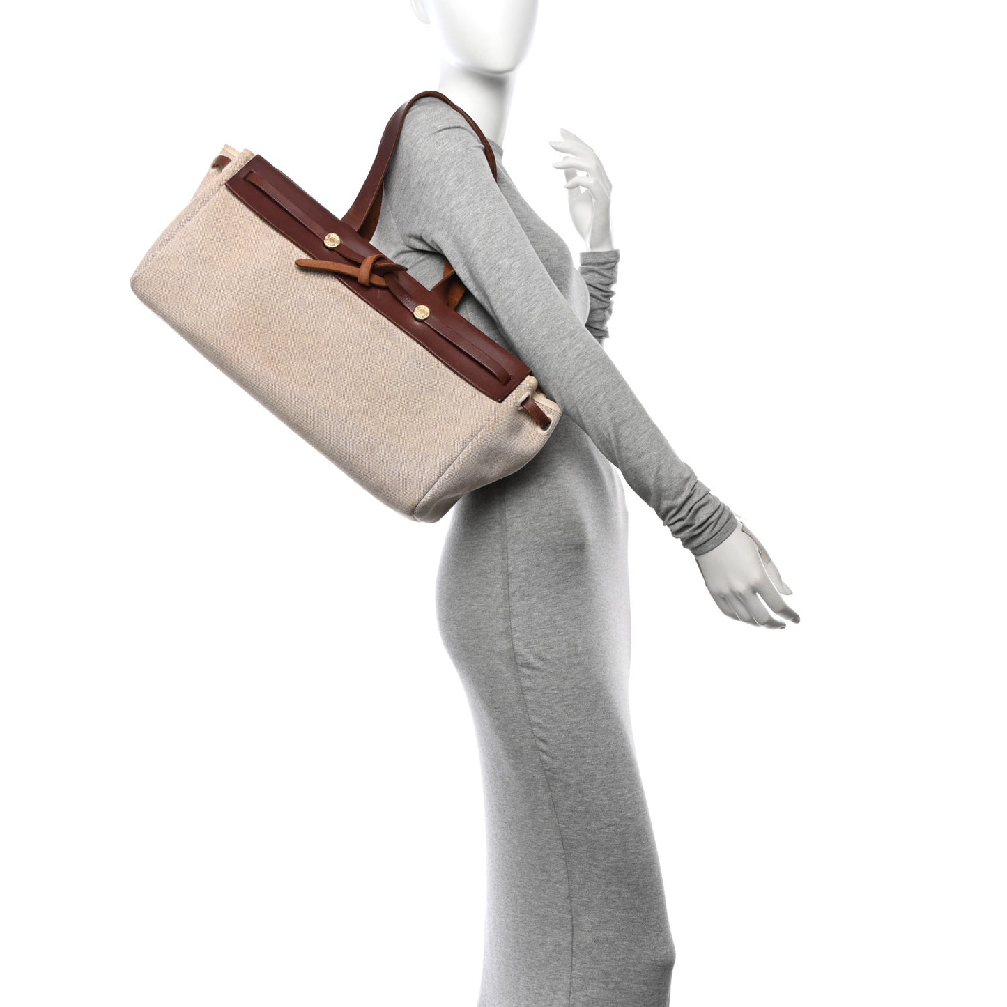 Toile Vache Calfskin Herbag Cabas MM Havane