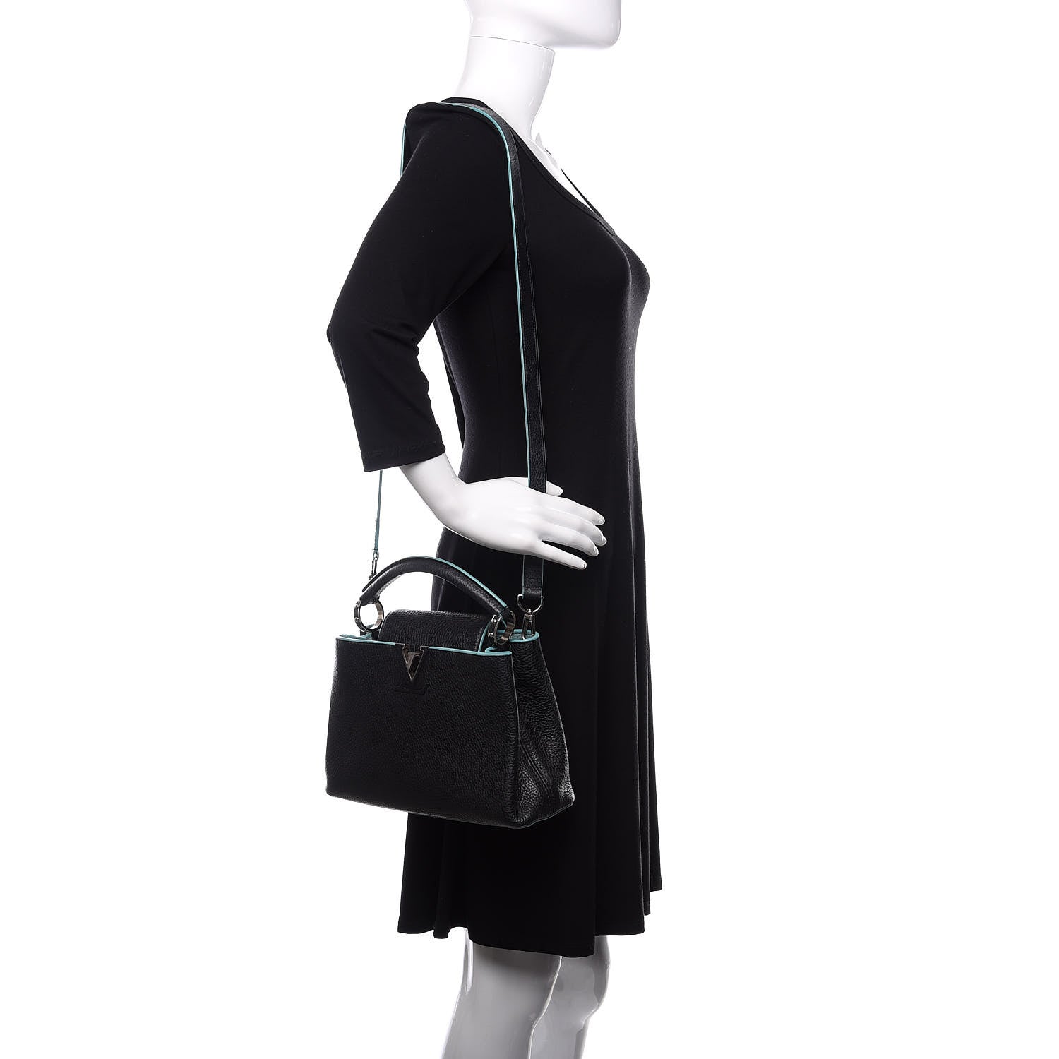 Louis Vuitton Taurillon Capucines BB Black Turquoise 2 of 10