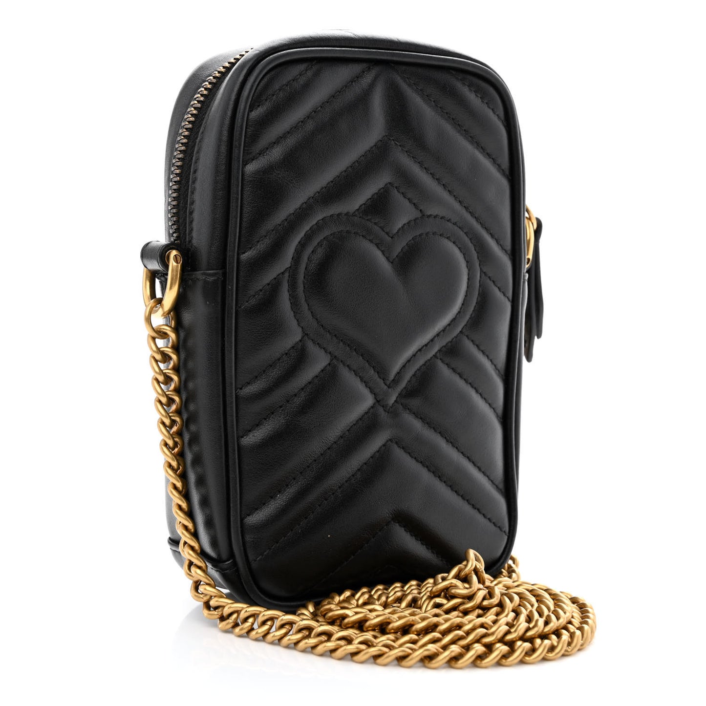 Calfskin Matelasse Mini GG Marmont Crossbody Bag Black