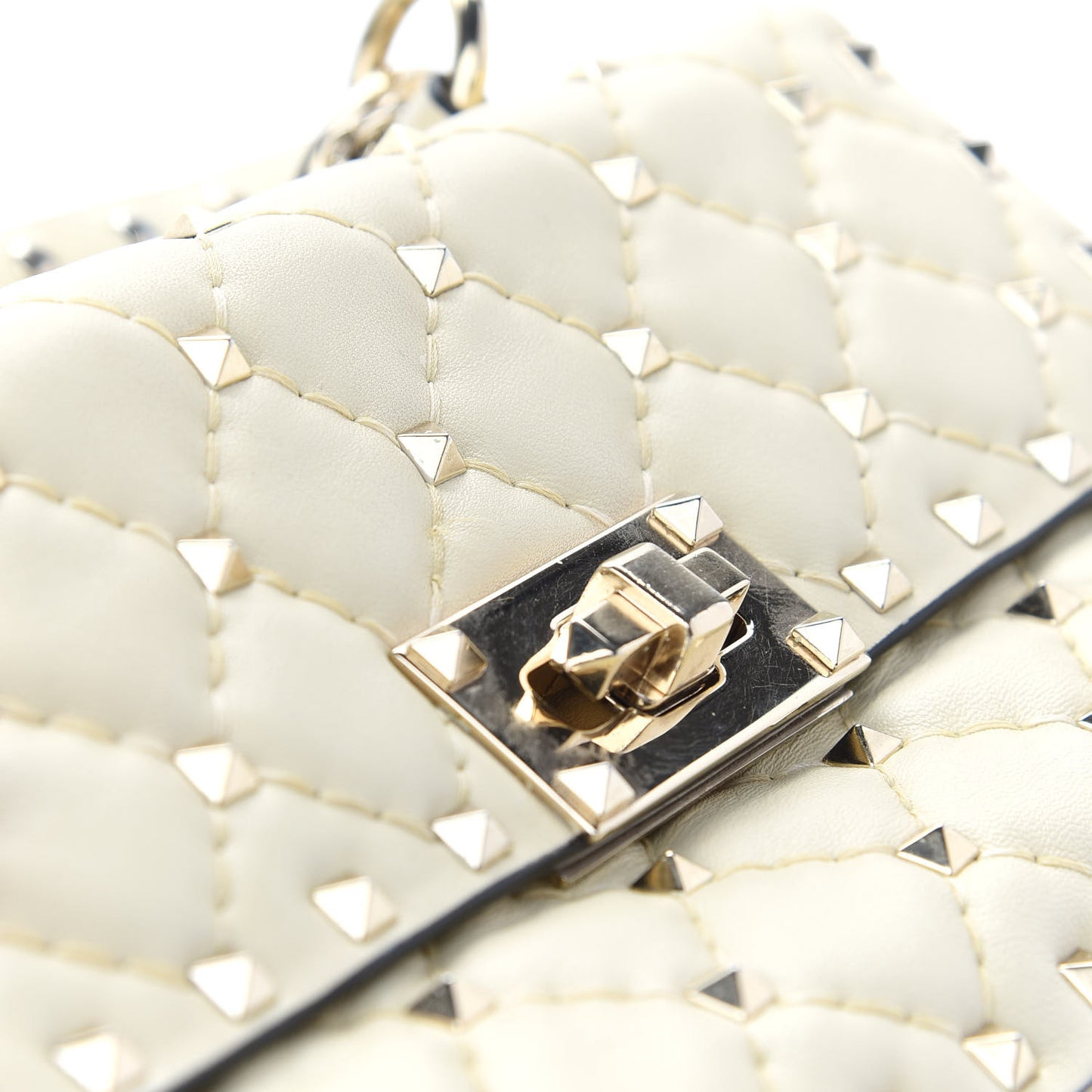 Nappa Small Rockstud Spike Shoulder Bag Light Ivory