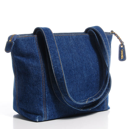 Chanel Denim CC Zip Tote Blue 6 of 12