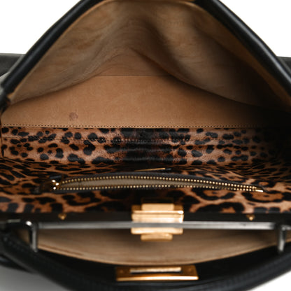 Fendi Calfskin Calf Hair Leopard Print Large Peekaboo Iconic Satchel Black 5 of 14