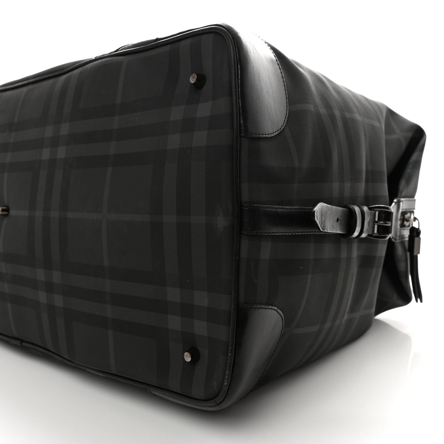 Burberry Nylon Smoked Check Weekend Duffle Bag Black 9 of 18