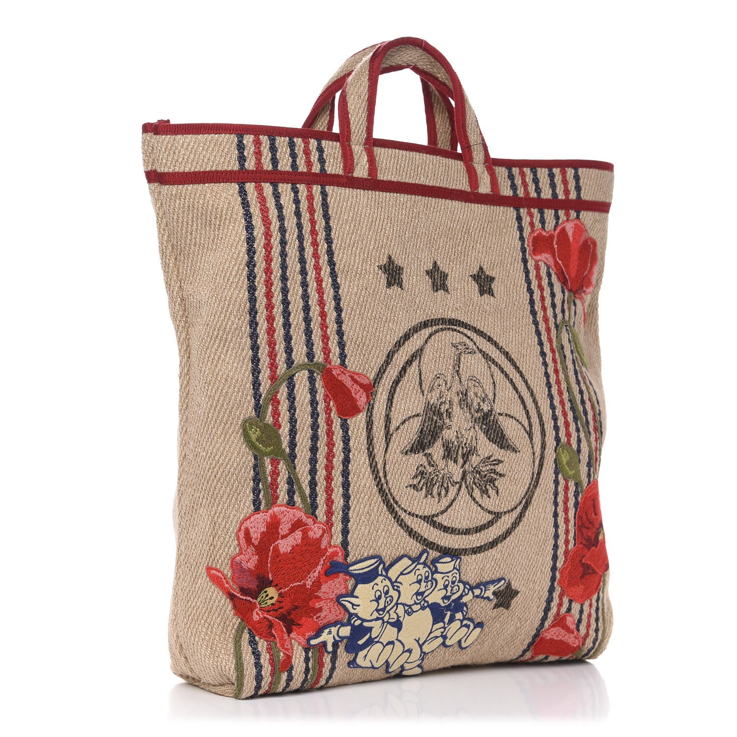 Gucci Straw Juta Printed Arles Tote Beige 3 of 10