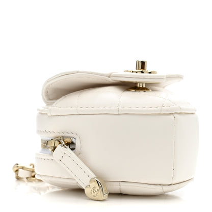 Chanel Lambskin Quilted CC Mini In Love Heart Bag Charm White 3 of 7