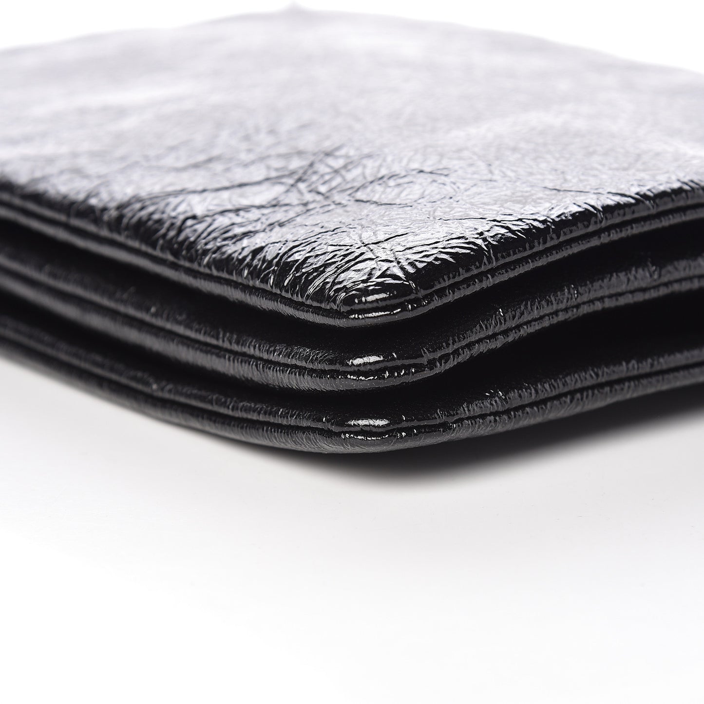 Shiny Goatskin Large Trio Crossbody Bag Black