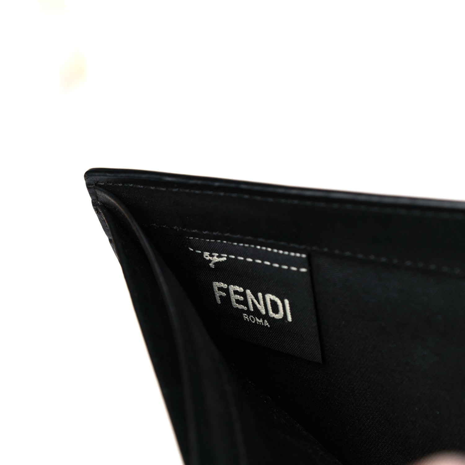 Fendi Vitello Liberty Bi-Color FF 1974 Embossed Inlay Bi-Fold Wallet Black 10 of 11