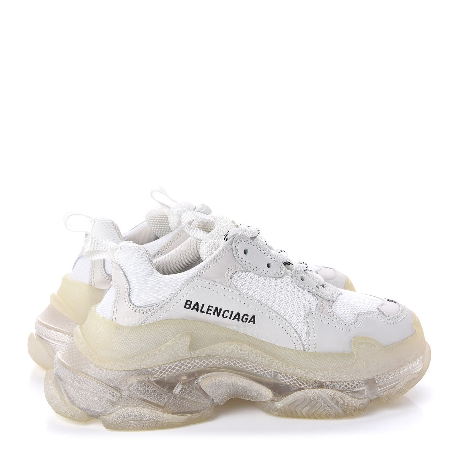 Fabric Mesh Clear Sole Womens Triple S Sneakers 35 White