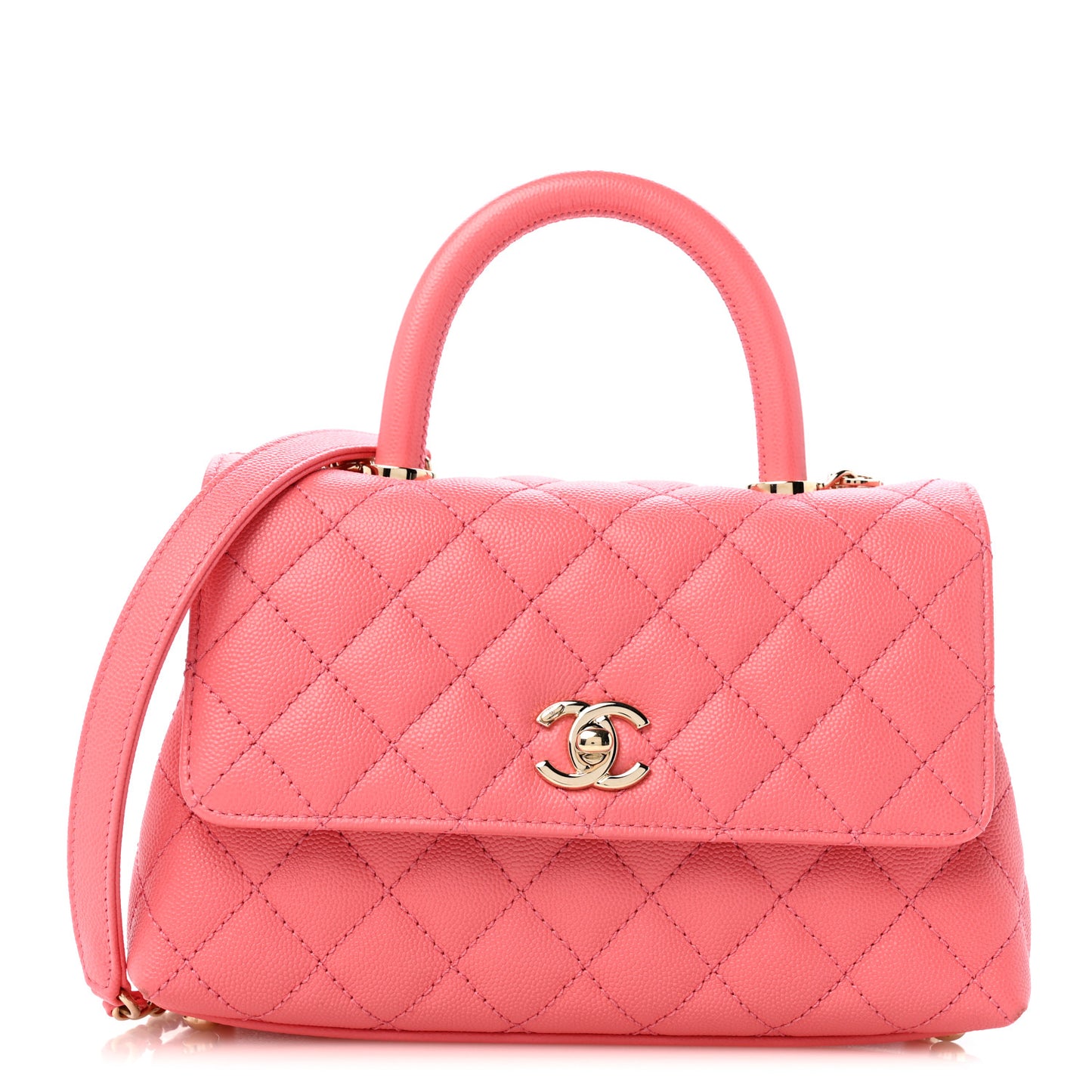 Caviar Quilted Mini Coco Handle Flap Pink