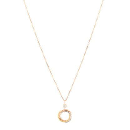 Cartier 18K Pink Yellow White Gold Diamond Trinity Pendant Necklace 1 of 5