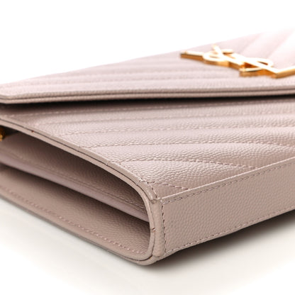 Saint Laurent Grain De Poudre Matelasse Chevron Monogram Chain Wallet Rose Antic 9 of 11