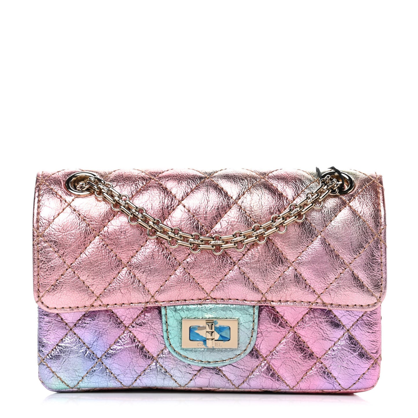 Metallic Goatskin Quilted Mini 2.55 Reissue Flap Multicolor