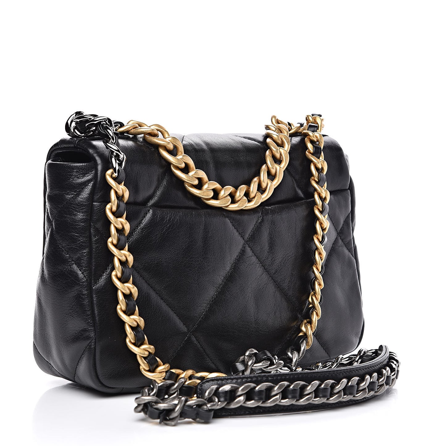 Goatskin Quilted Medium 19 Flap Black