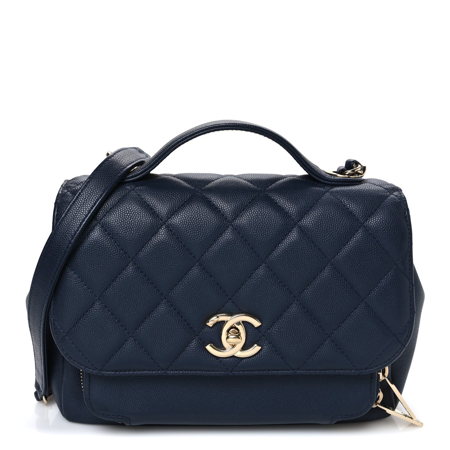 Caviar Quilted Small Business Affinity Flap Navy