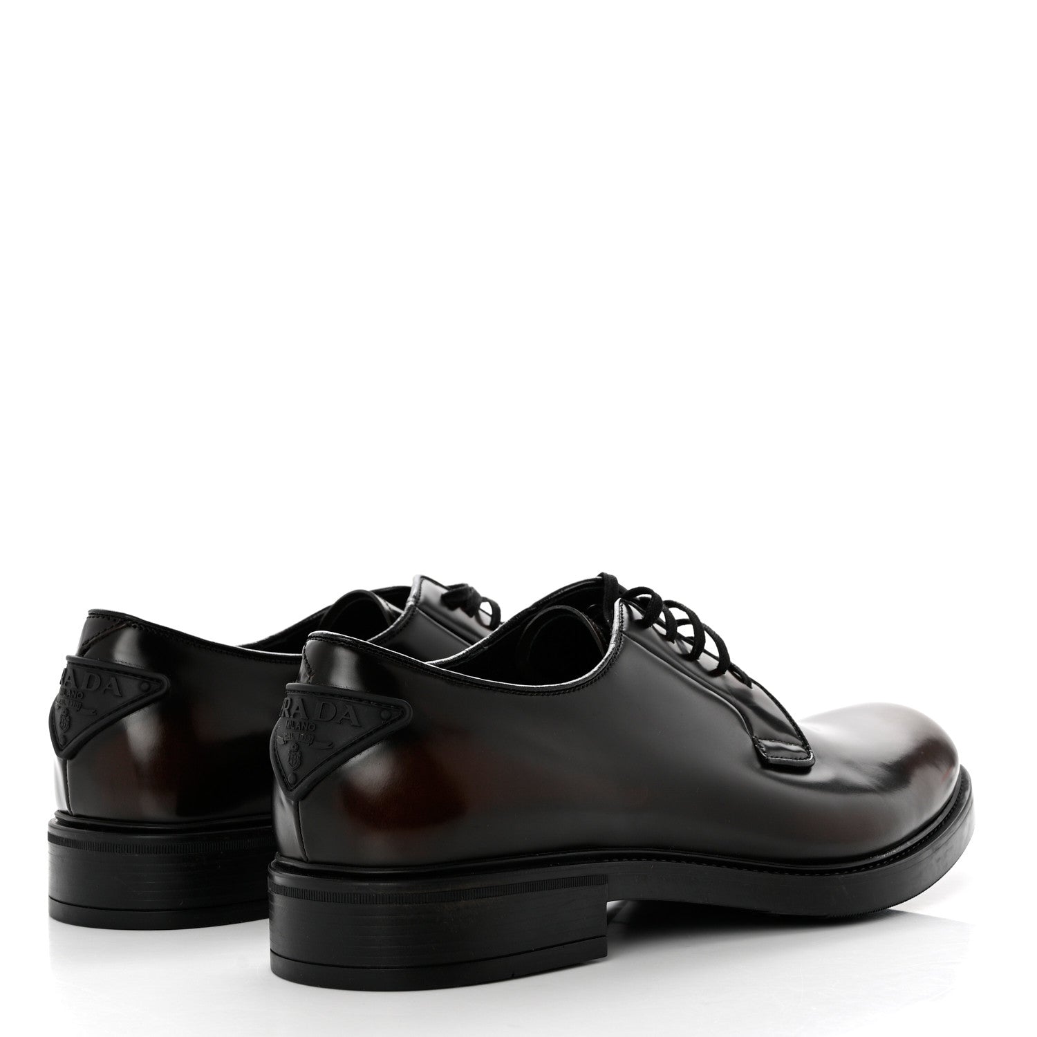 Prada Spazzolato Lace Up Oxfords 10 Bruciato Fume 4 of 9