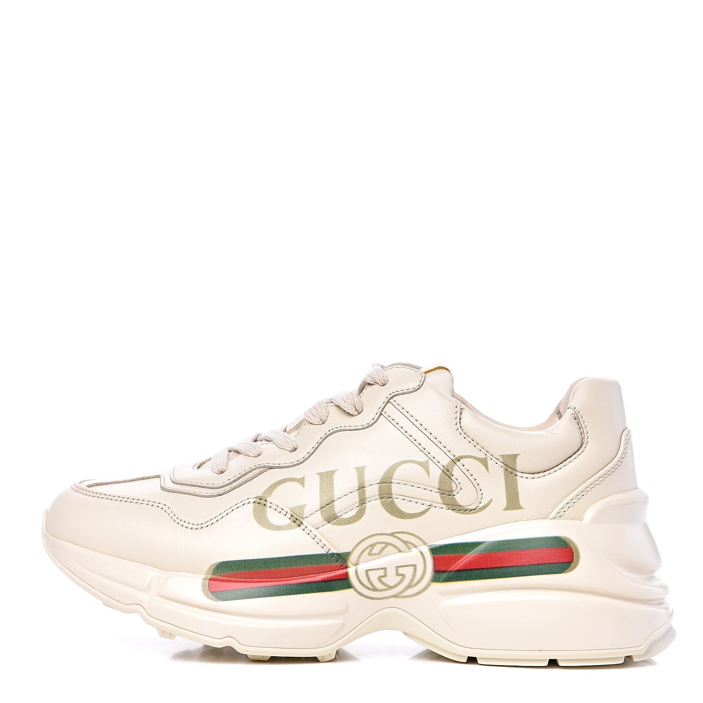 Calfskin Logo Womens Rhyton Sneakers 35 Ivory