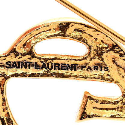 Saint Laurent Monogram Crocodile Opyum Brooch Gold 3 of 3