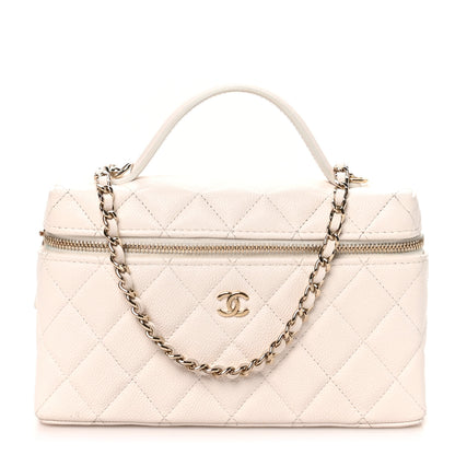 Chanel Caviar Quilted Top Handle Slim Vanity With Chain White 2 of 10